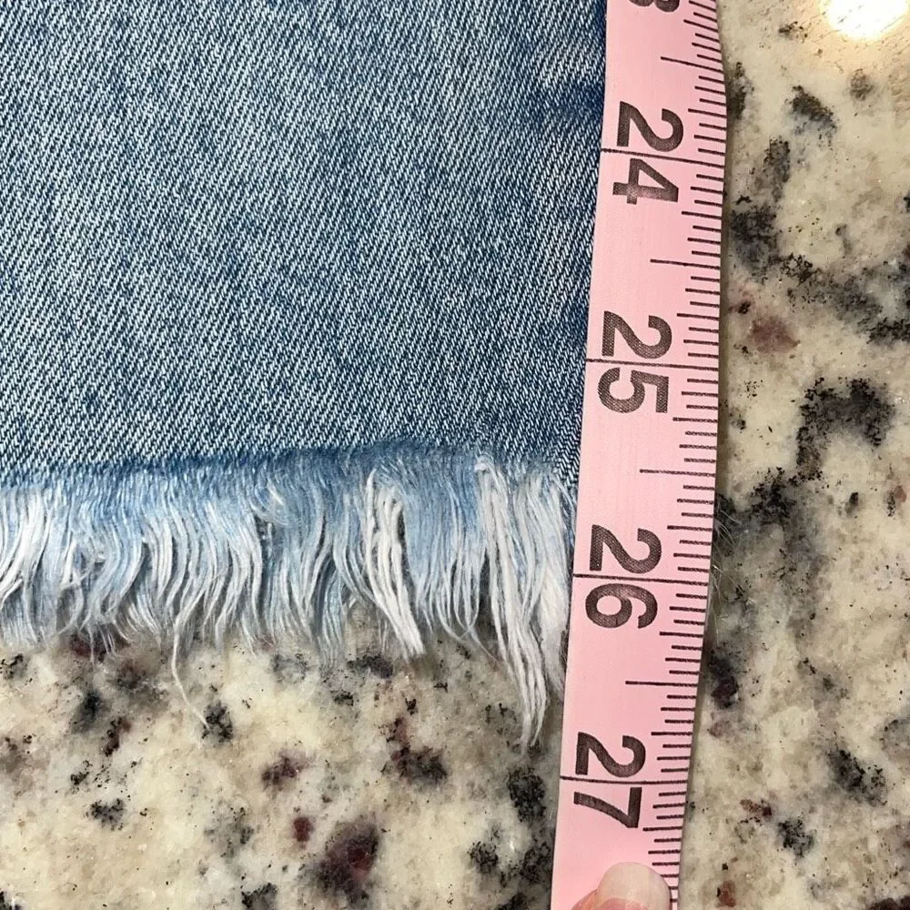J. Crew Womens Frayed Hem‎ Mid Rise Slim Broken-In Boyfriend Jeans Blue Size 26